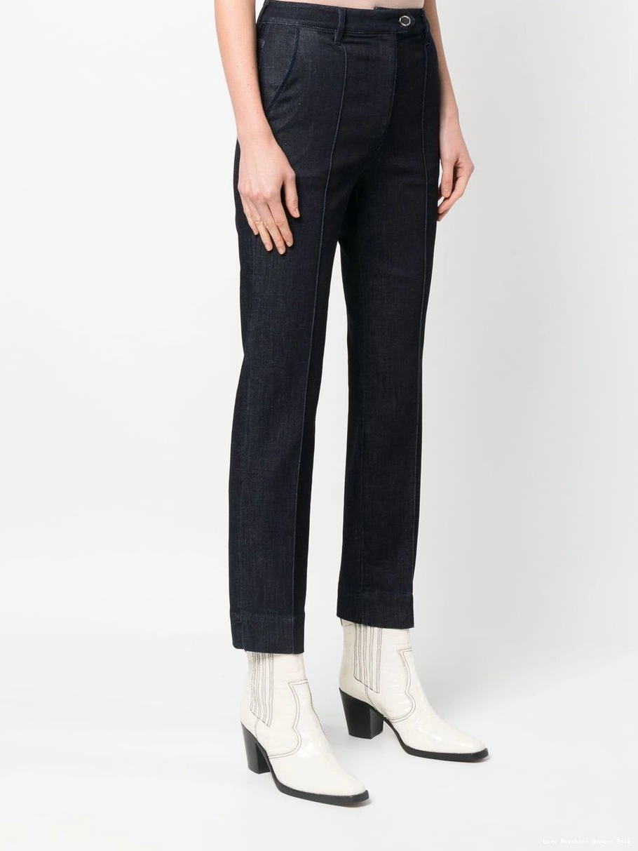 Affordable Moschino cropped Love logo-patch jeans Women 0324